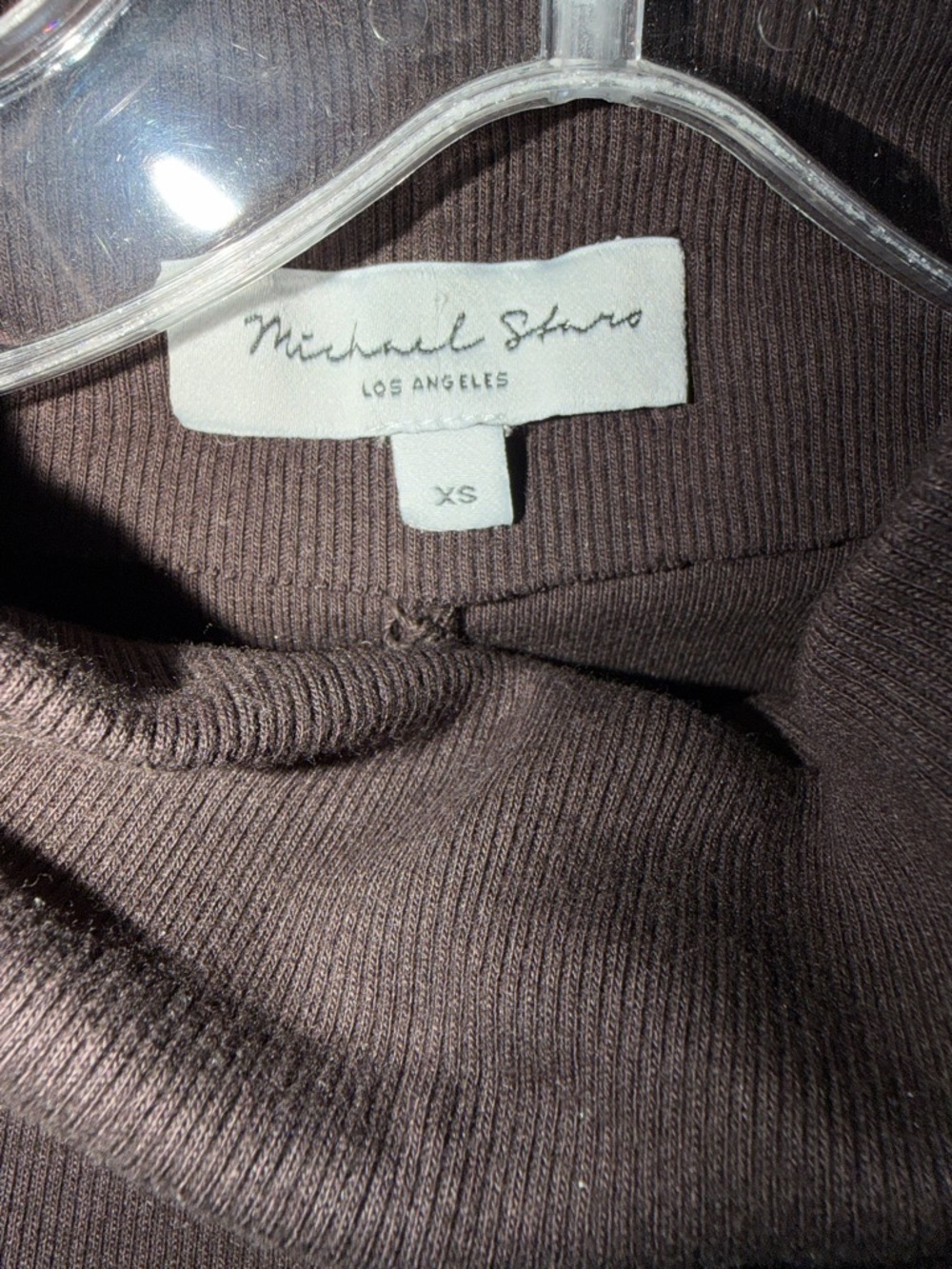 Michael Stars Sleeveless Ribbed Mock Neck Top - Chocolate Brown - Picture 2 of 4